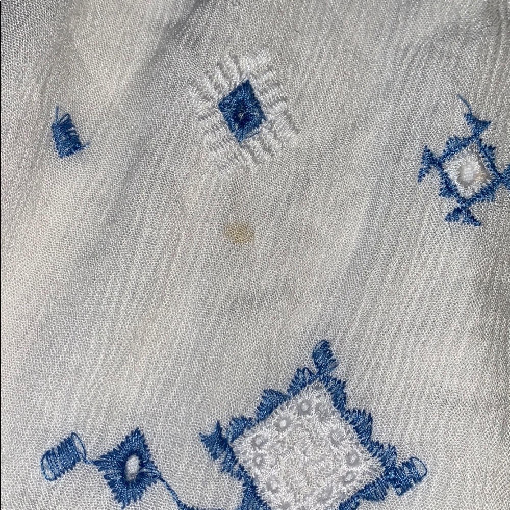 M off shoulder summer Dress white with blue detail - Picture 11 of 13